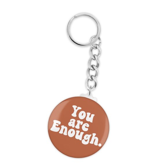 You Are Enough Keychain , Retro Rust Color, Chain Link Key Ring - Picture 3 of 3